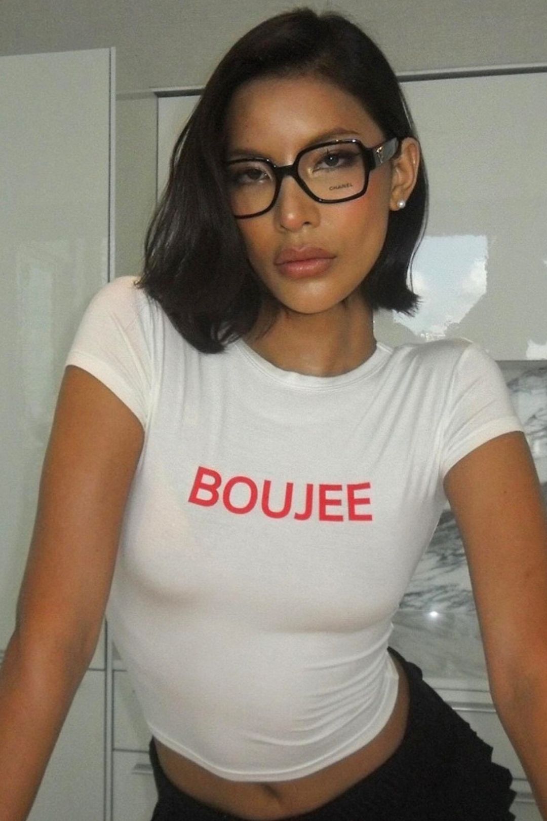 New Letter Printing Navel-baring Tight Round Neck Pullover T-shirt Short-sleeved Top