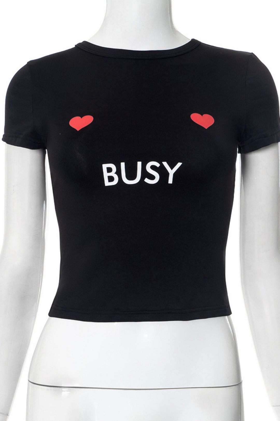 New Letter Printing Navel-baring Tight Round Neck Pullover T-shirt Short-sleeved Top