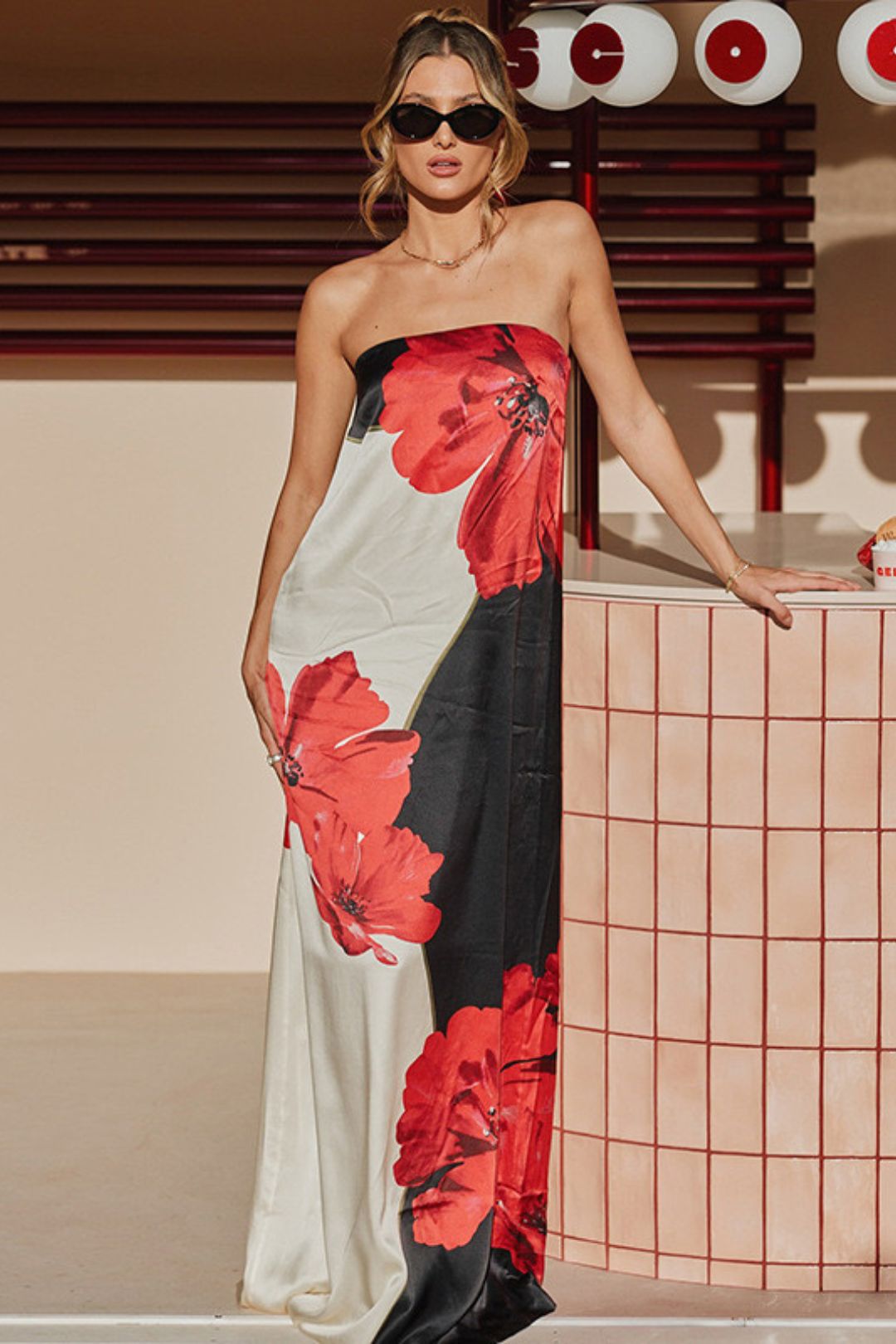 Sexy Printed Tube Top Long Dress