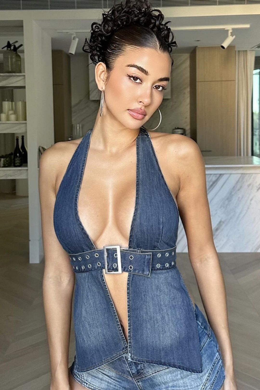 Summer New Arrival Denim Washed Sexy Adjustable Tops