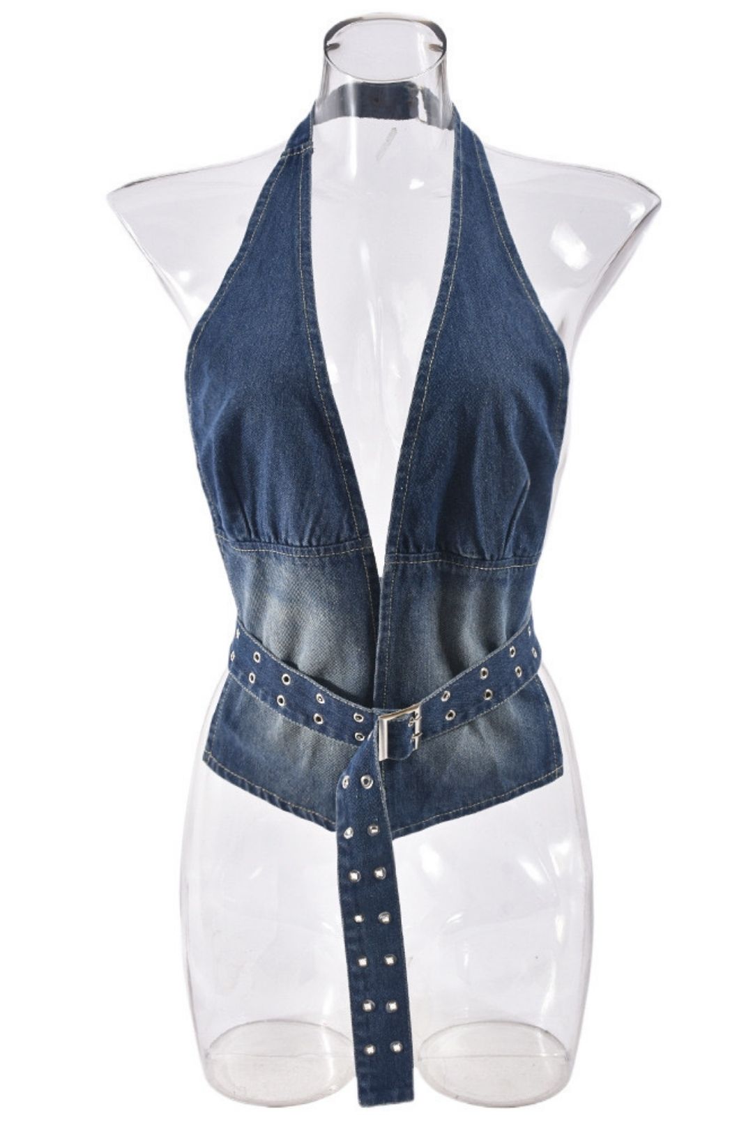 Summer New Arrival Denim Washed Sexy Adjustable Tops
