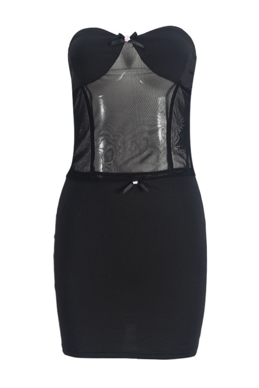 Wrapped Chest Short Skirt Fashion Perspective Sexy Splicing Two-piece Suit