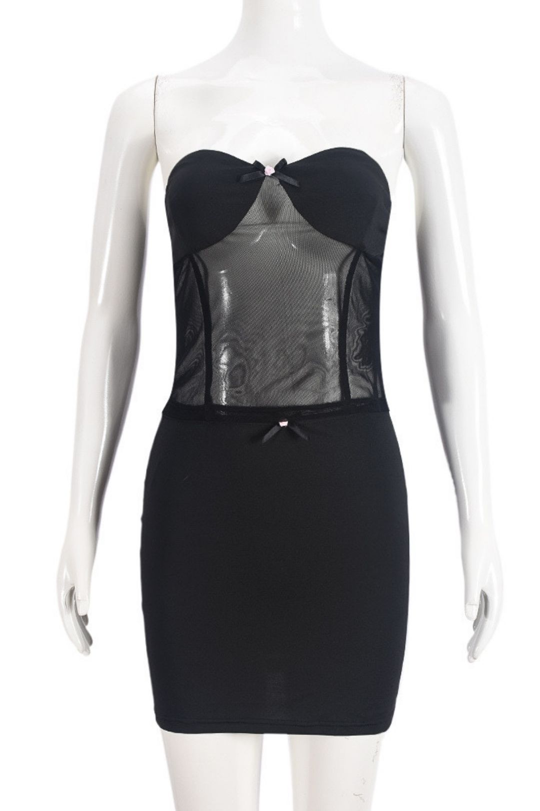 Wrapped Chest Short Skirt Fashion Perspective Sexy Splicing Two-piece Suit