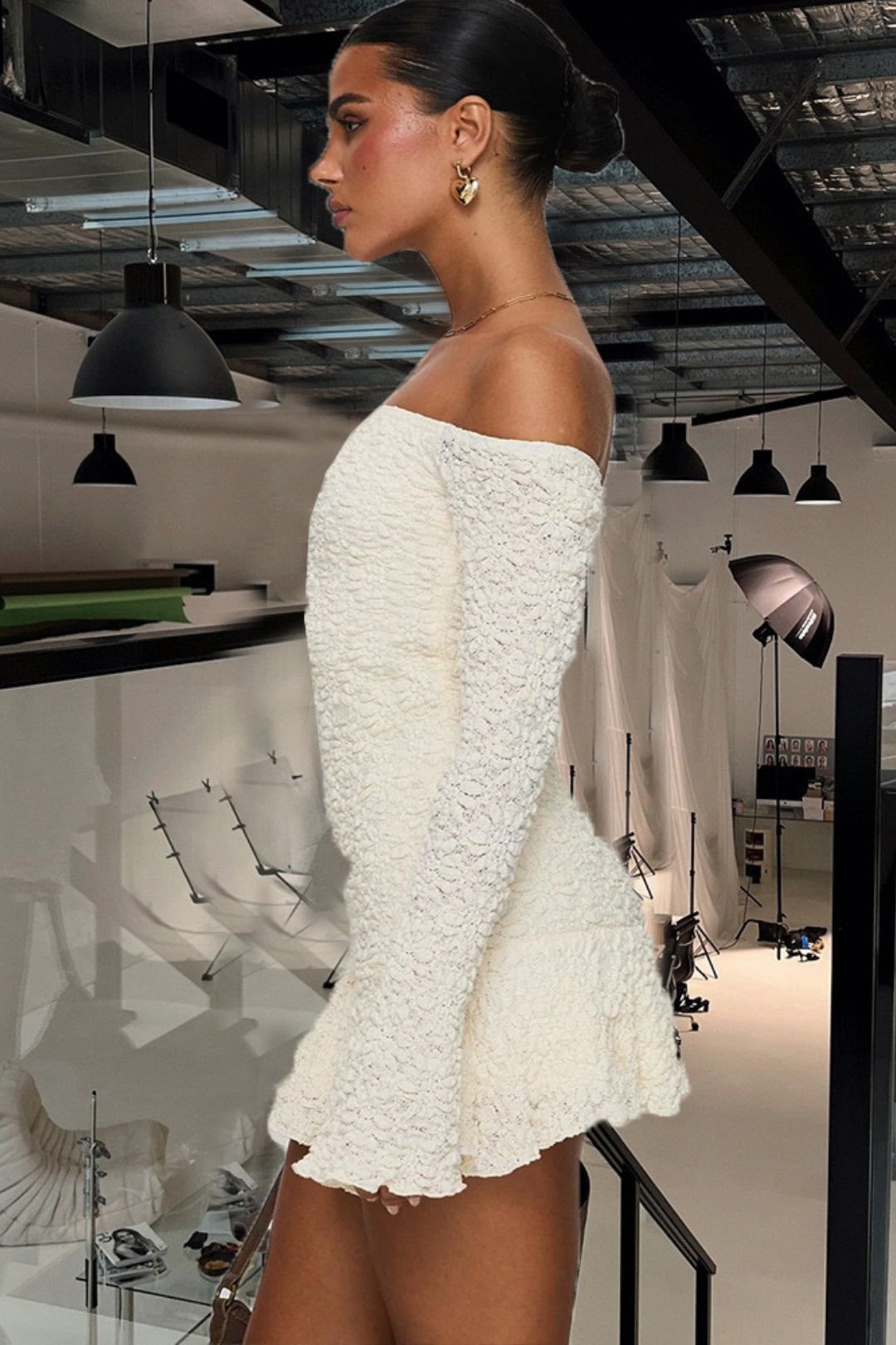 Three-dimensional Fabric Wrapped Chest One Shoulder Sexy Dress