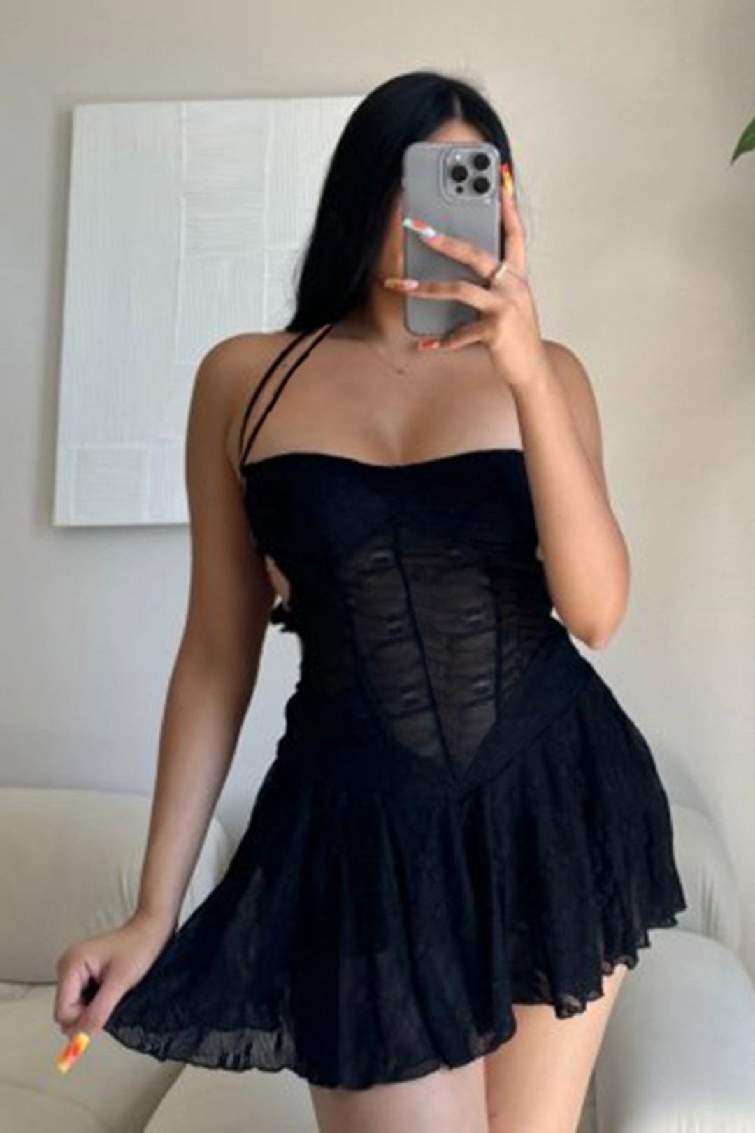 Lace-up Halter Neck Princess  Backless Dress