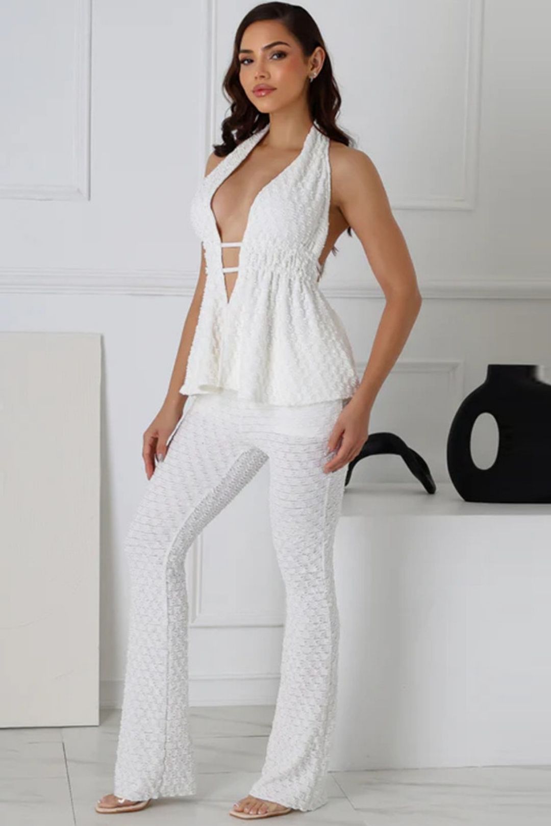 Chest Wrap Backless Halter Neck Sexy Trousers Suit Female Dress
