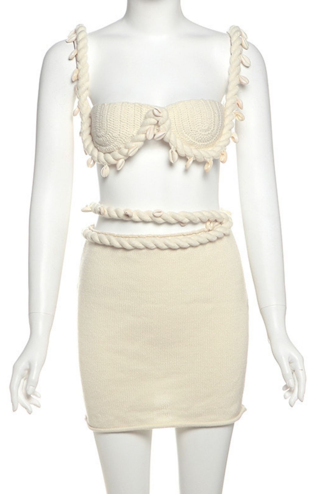 Solid Color Knitted Low-cut Navel-baring Sexy Hot Girl Short Skirt Suit