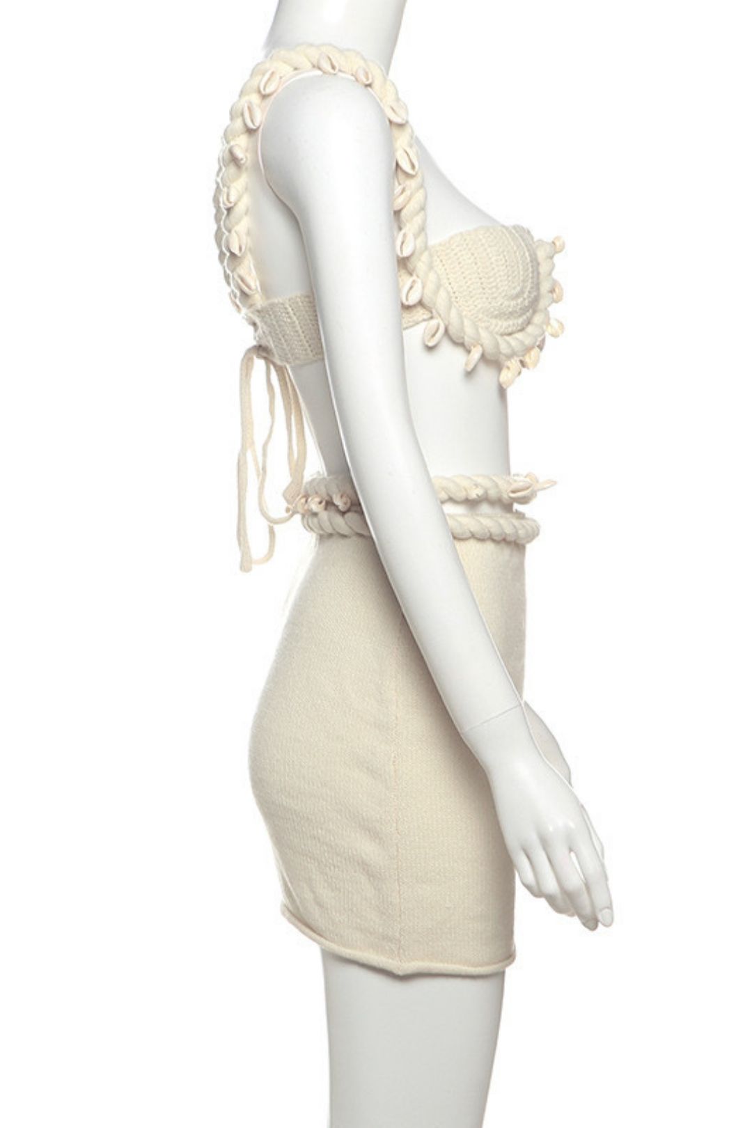 Solid Color Knitted Low-cut Navel-baring Sexy Hot Girl Short Skirt Suit