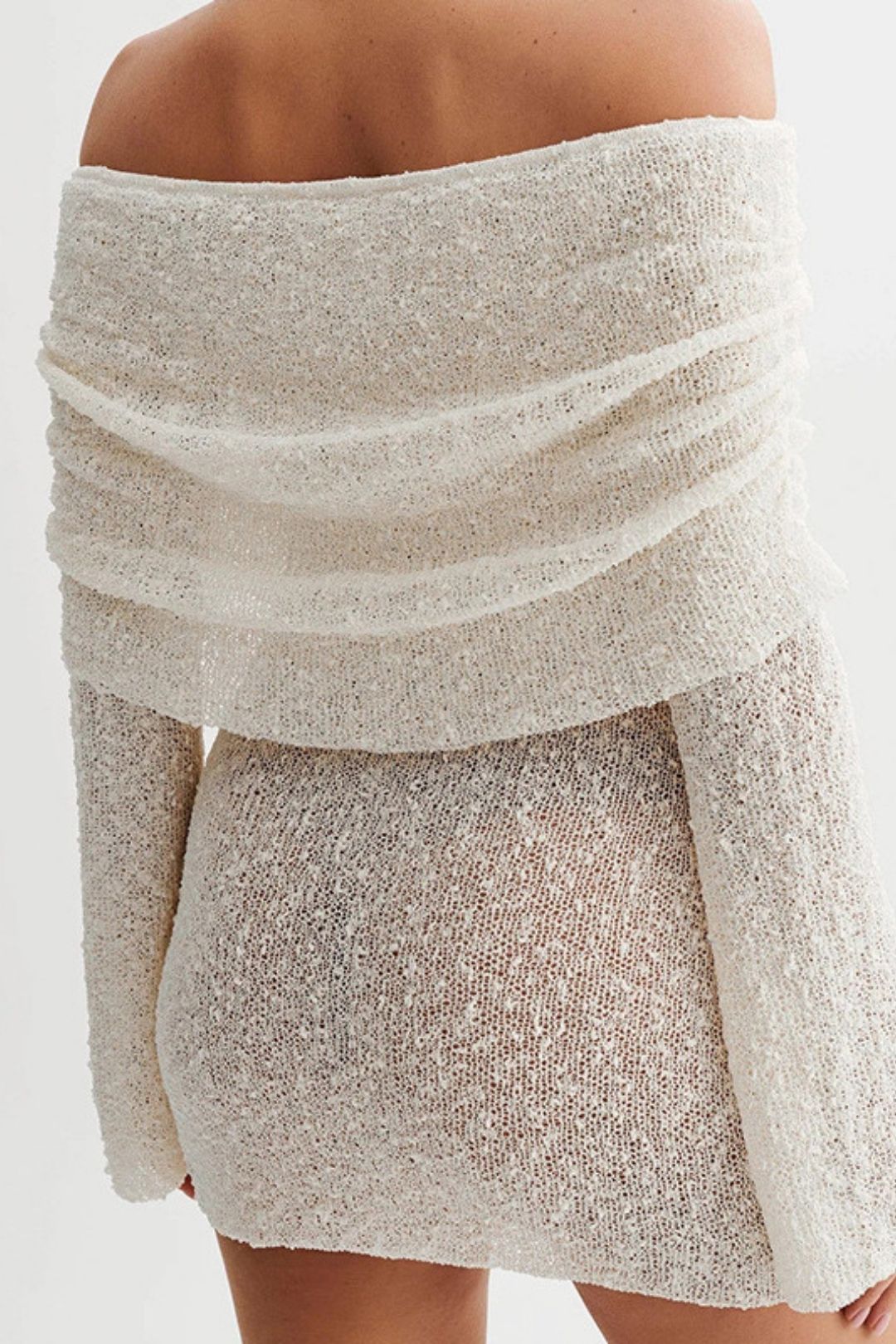 Sexy Short Skirt High-end Knitted Hollow One-shoulder Dress