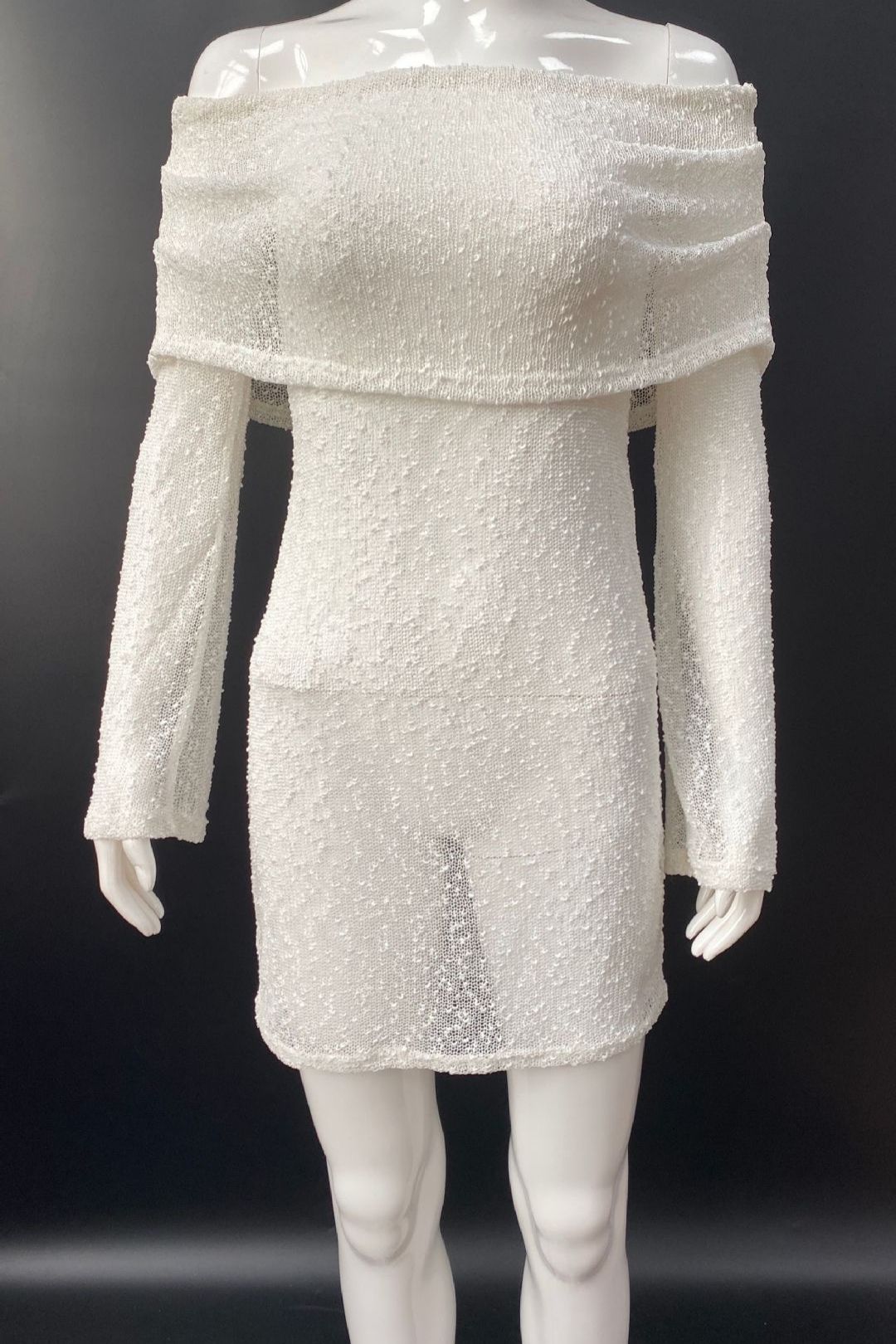 Sexy Short Skirt High-end Knitted Hollow One-shoulder Dress