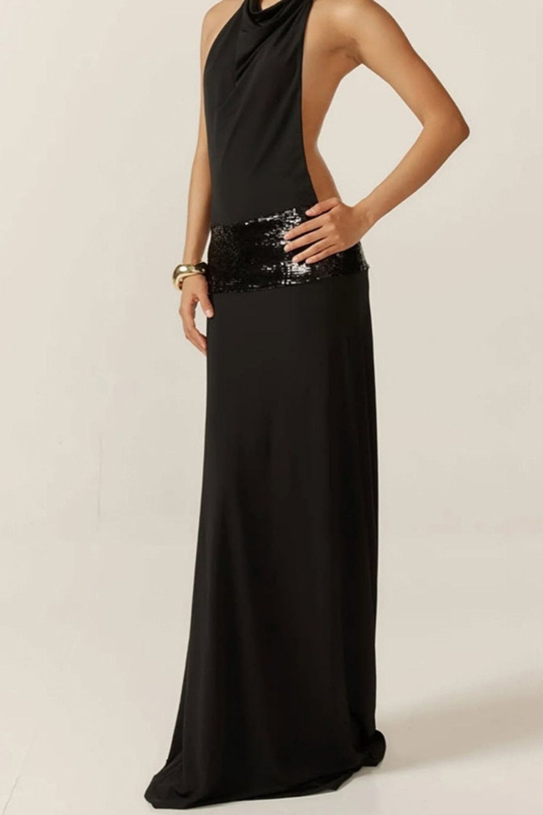 Sexy Hot Girl Sleeveless Halter Neck Backless High Waist Dress