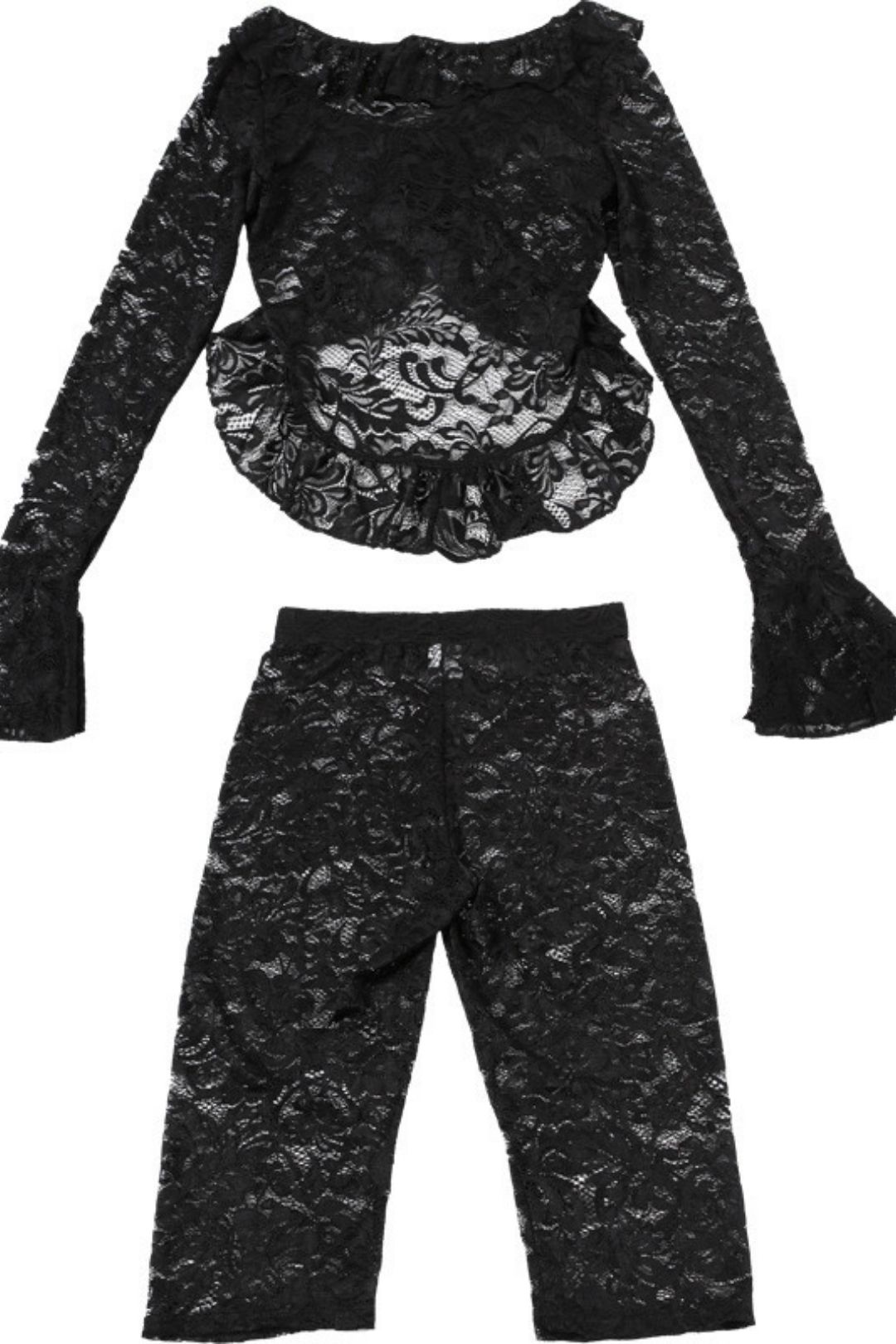 Sexy Lace See-through Long-sleeved Top Shorts Suit