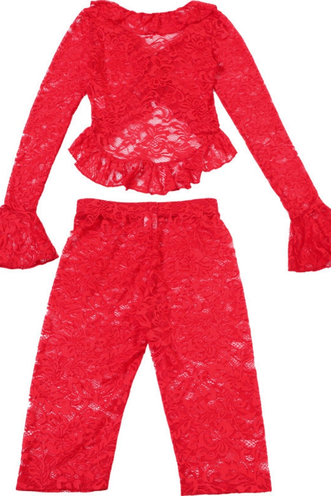 Sexy Lace See-through Long-sleeved Top Shorts Suit