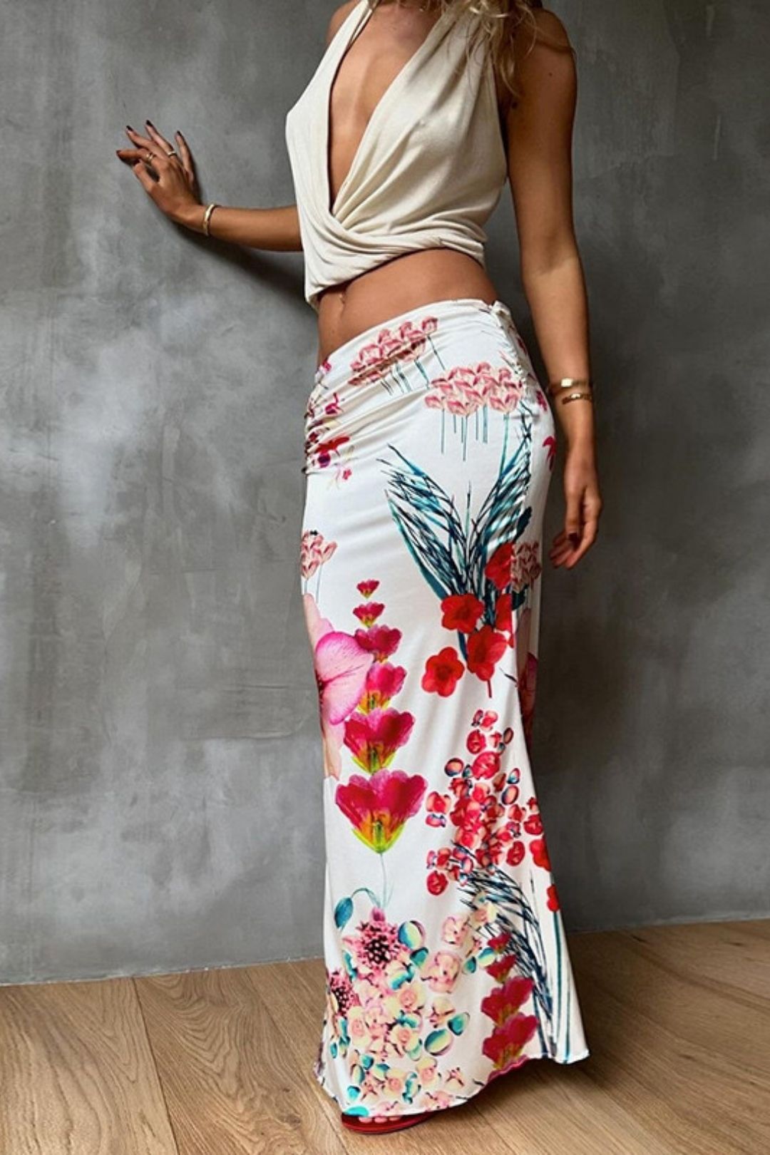 High Waist Slim Print Hip Skirt