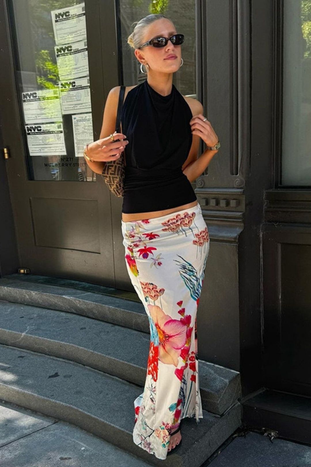 High Waist Slim Print Hip Skirt