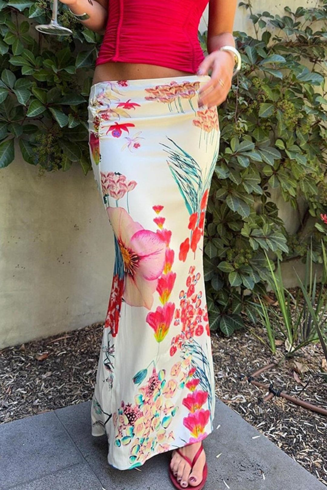 High Waist Slim Print Hip Skirt