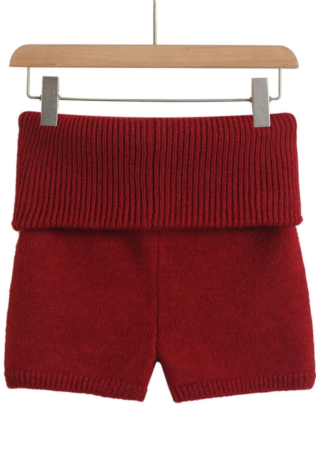 Wear Tight Red Knitted Line Hot Pants