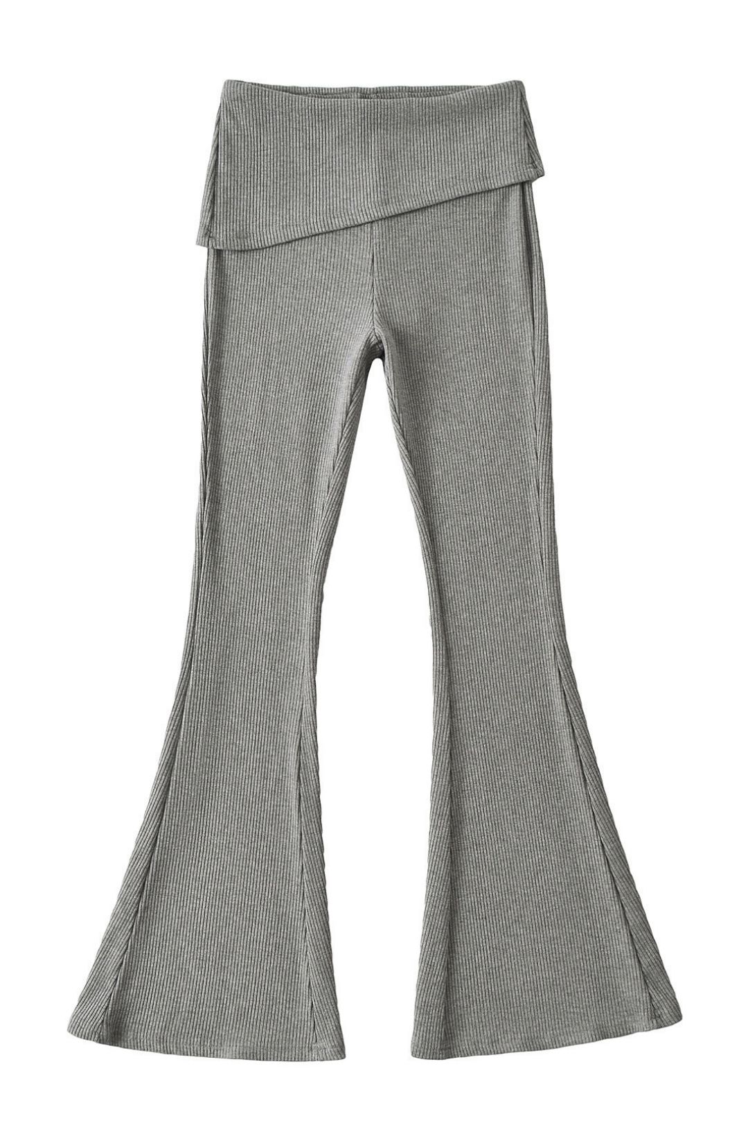 Short Long-sleeved Top With Cuffs, Slim Fit, Flared Trousers, Knitted Suit