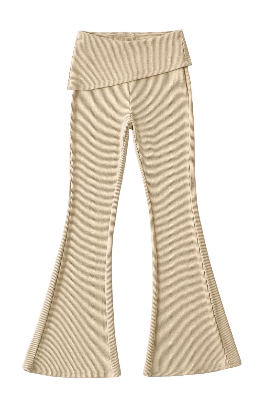 Short Long-sleeved Top With Cuffs, Slim Fit, Flared Trousers, Knitted Suit