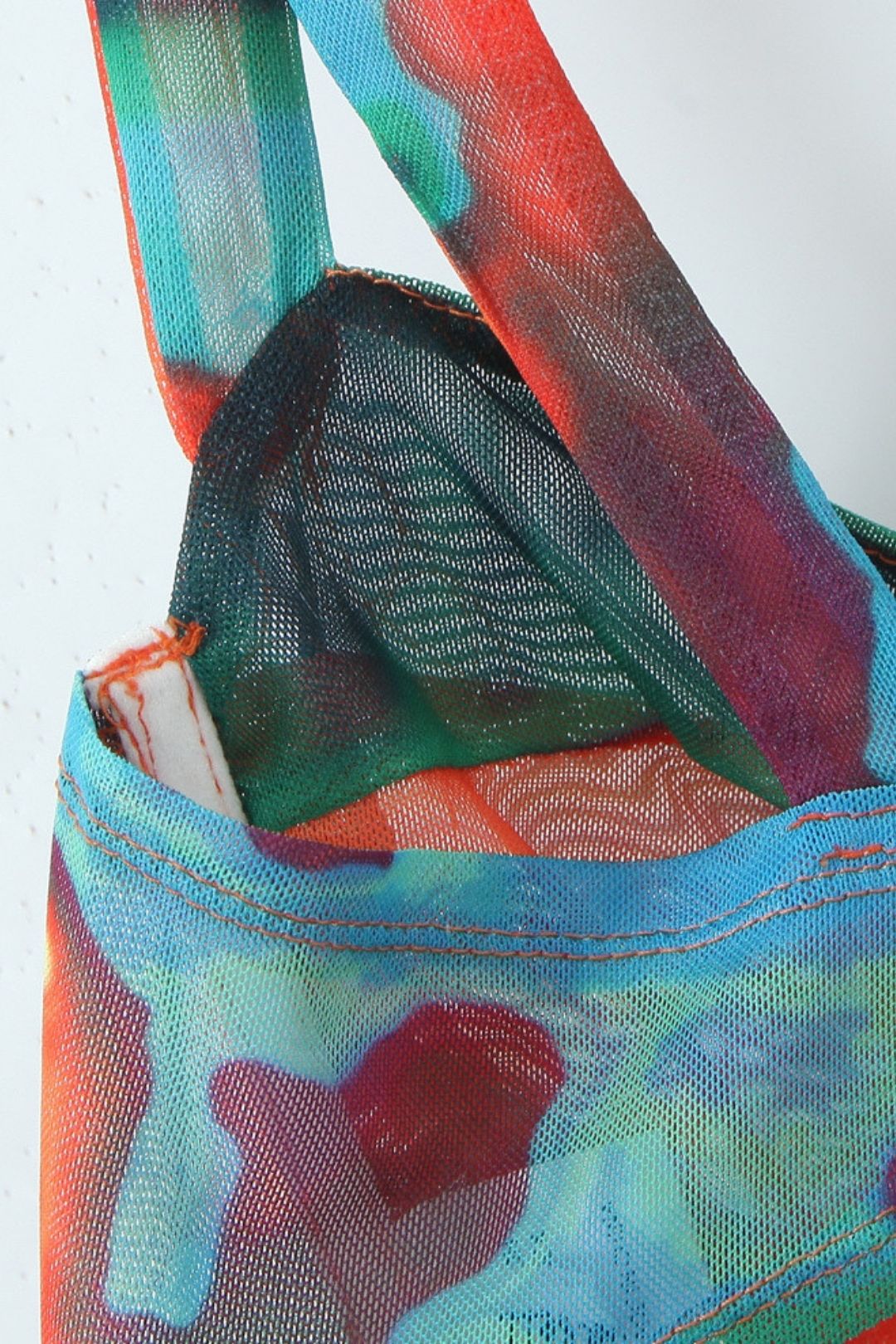 Tie-Dye Lace-Up Backless Top For Seaside Vacation Short Navel-Exposed Sling