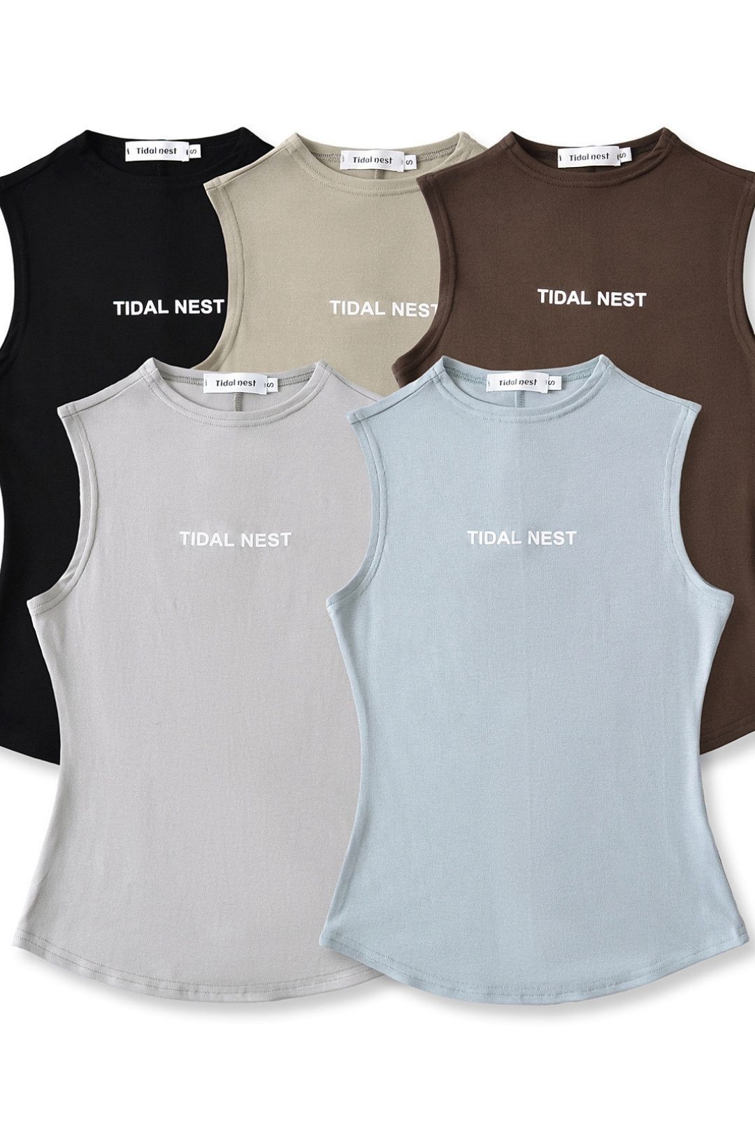 Basic Letter Small Round Neck Elastic Sleeveless Vest