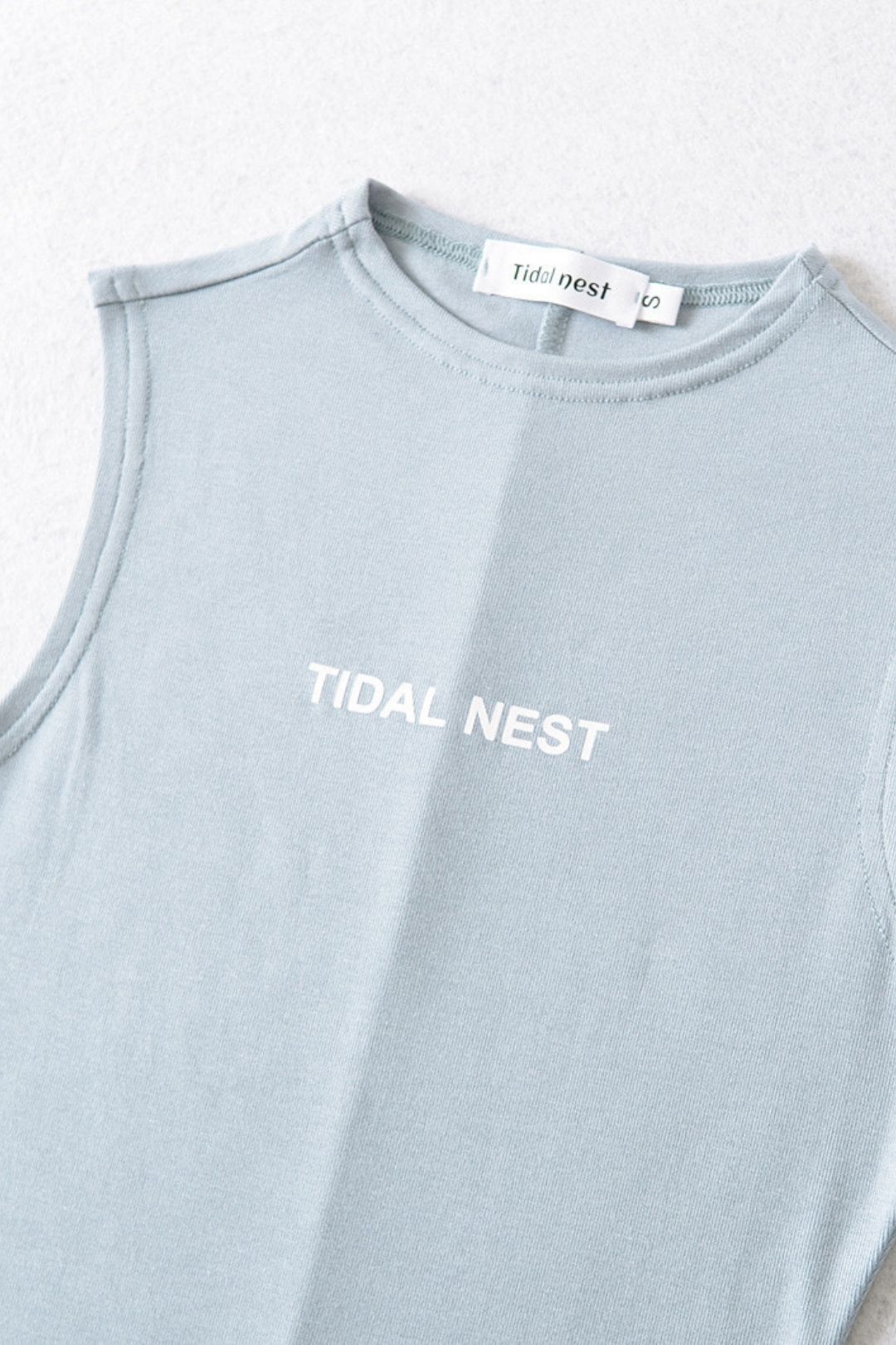 Basic Letter Small Round Neck Elastic Sleeveless Vest