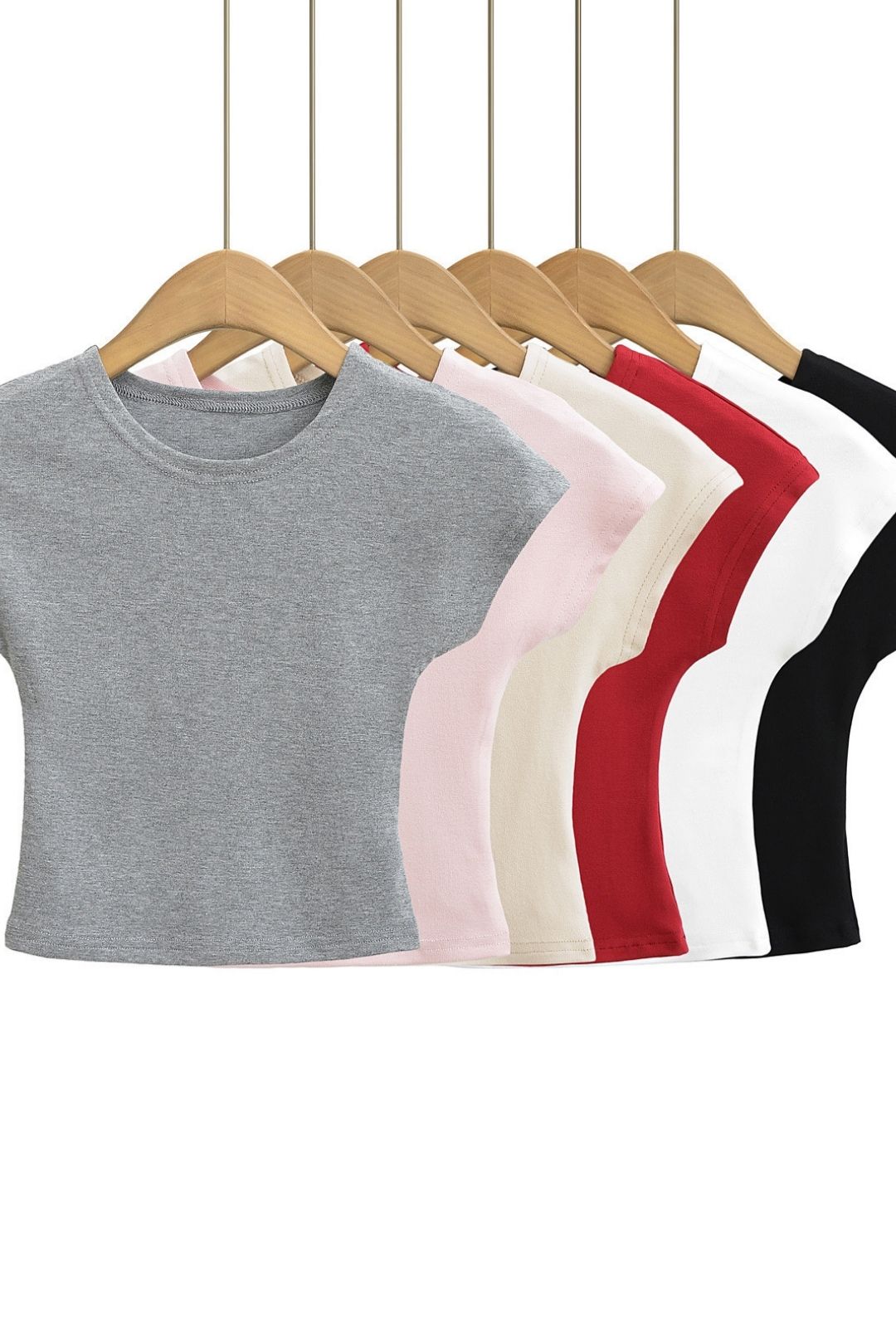 Round Neck Flying Sleeves Gray T-shirt