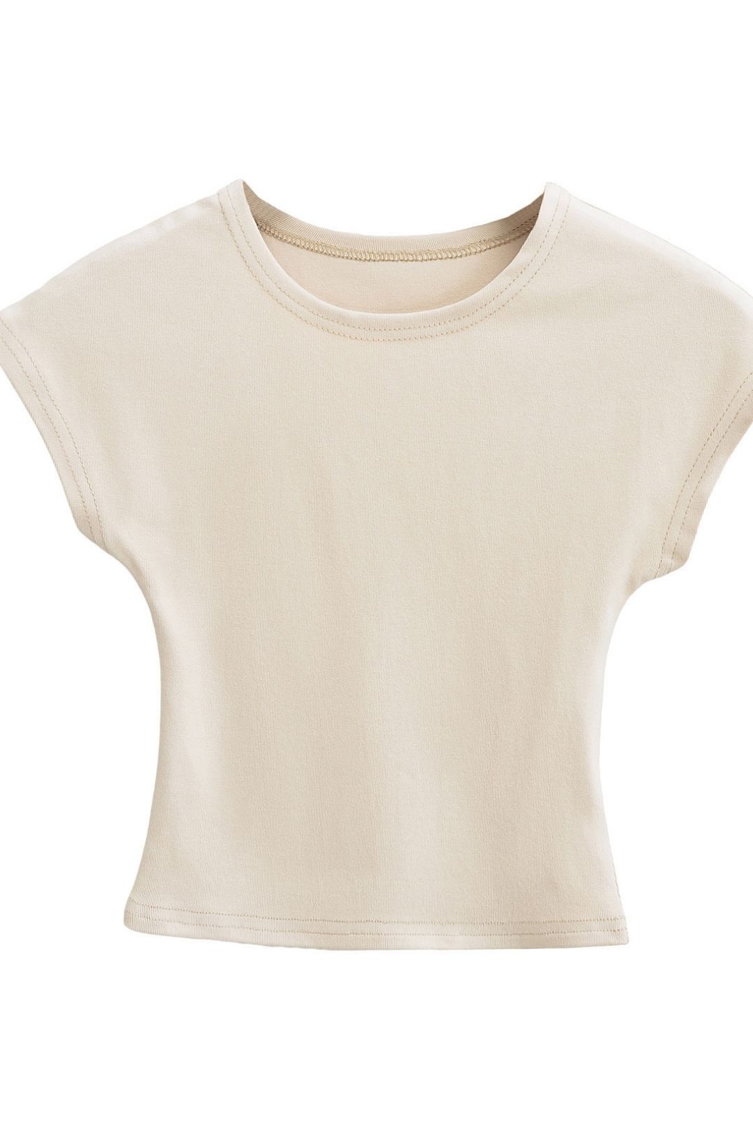 Round Neck Flying Sleeves Gray T-shirt