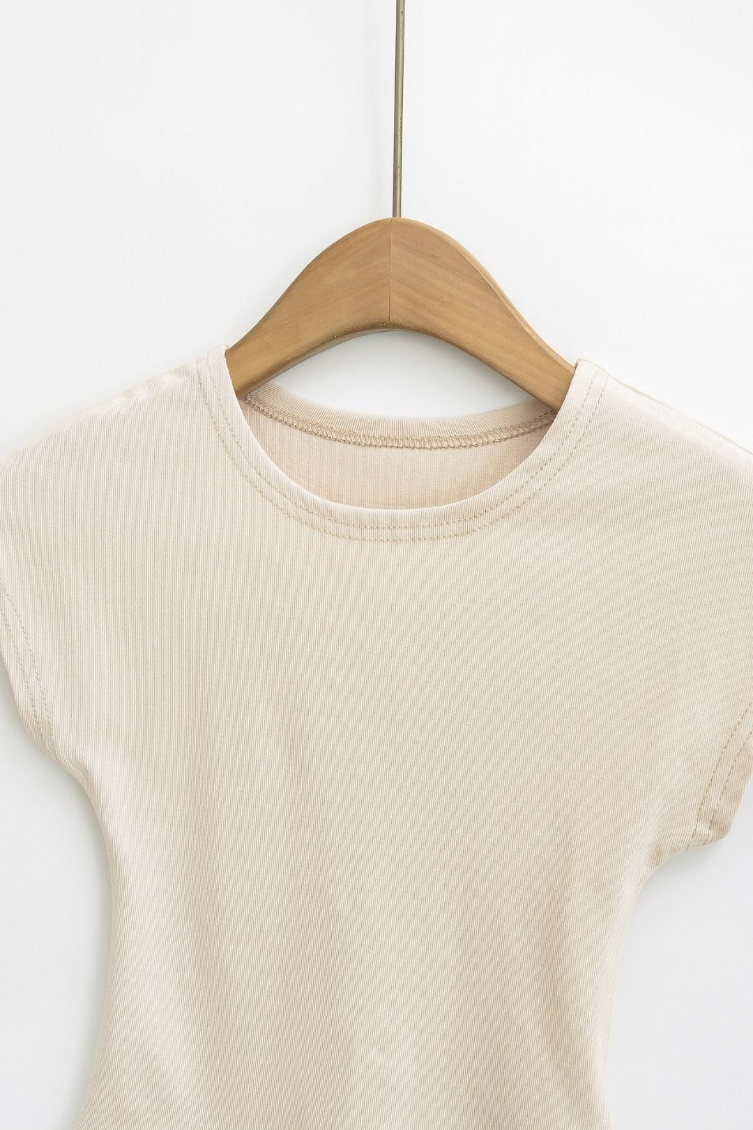 Round Neck Flying Sleeves Gray T-shirt