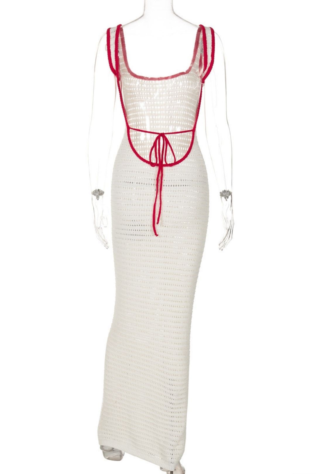 Sexy Hollow Knitted Contrast Color Large Backless Amazon Hot-selling Dress