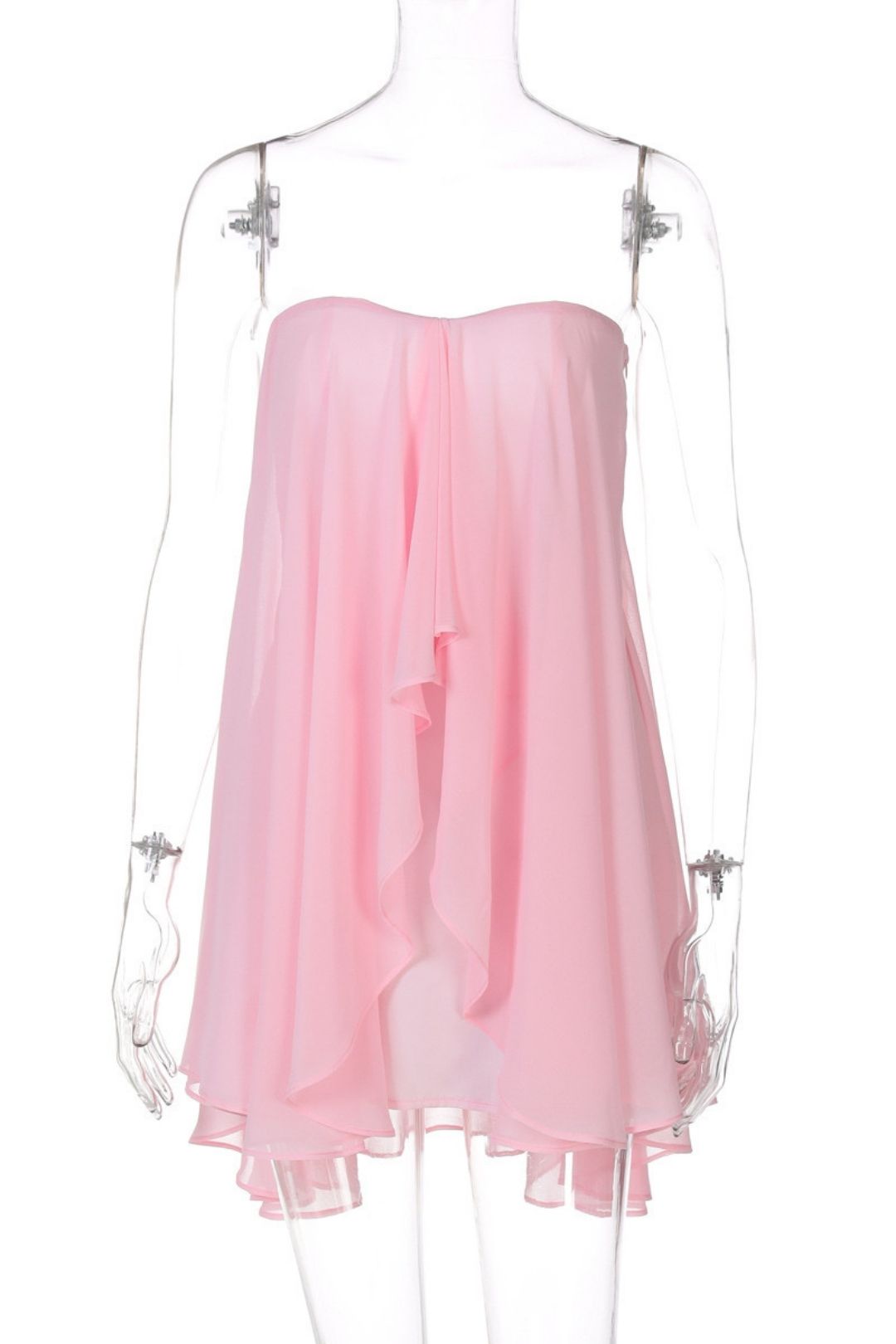 Solid Color Layered Street Style Mesh Dress