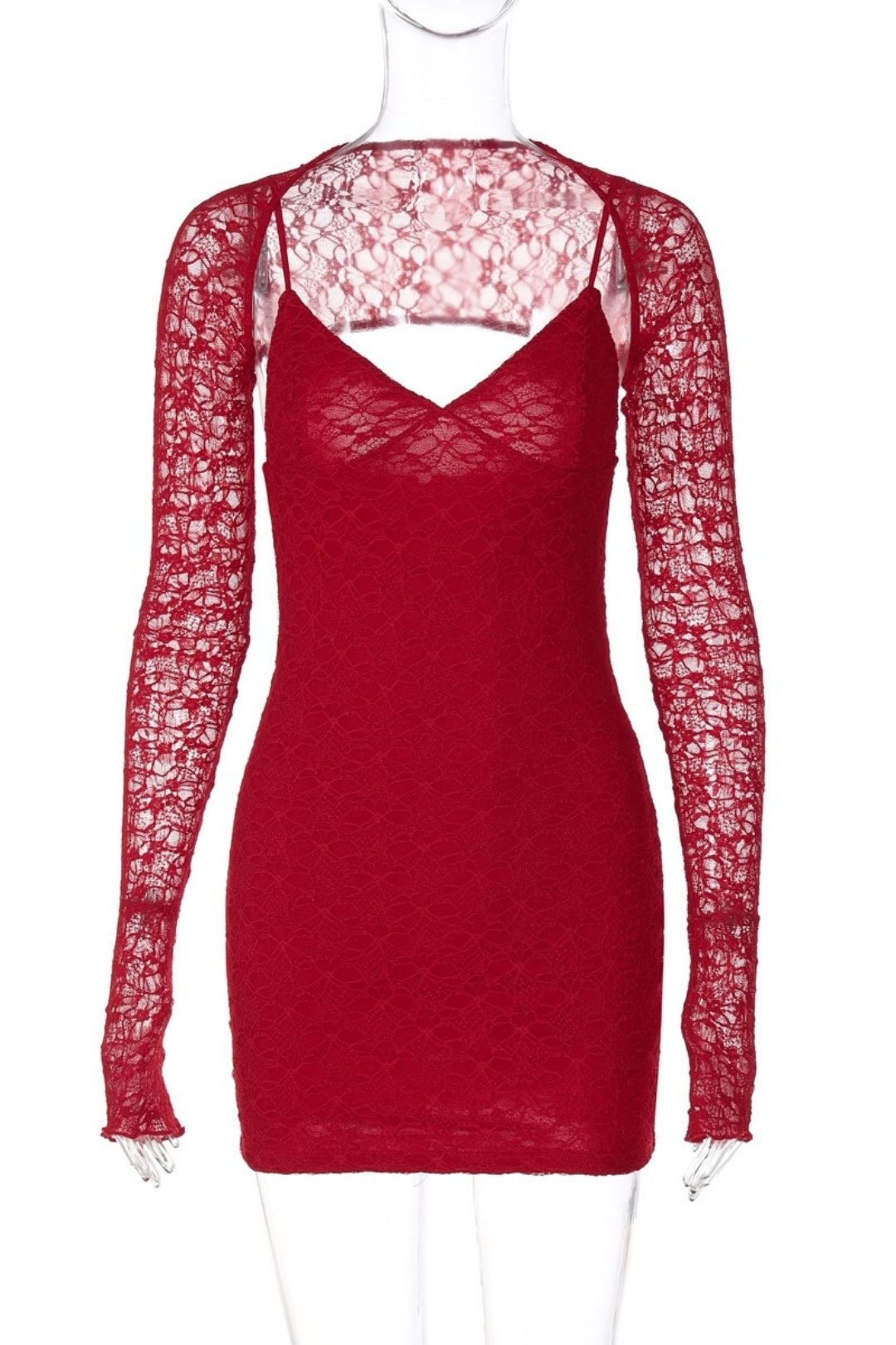 Sexy Lace Patchwork Suspender V-neck Celebrity Style Dress