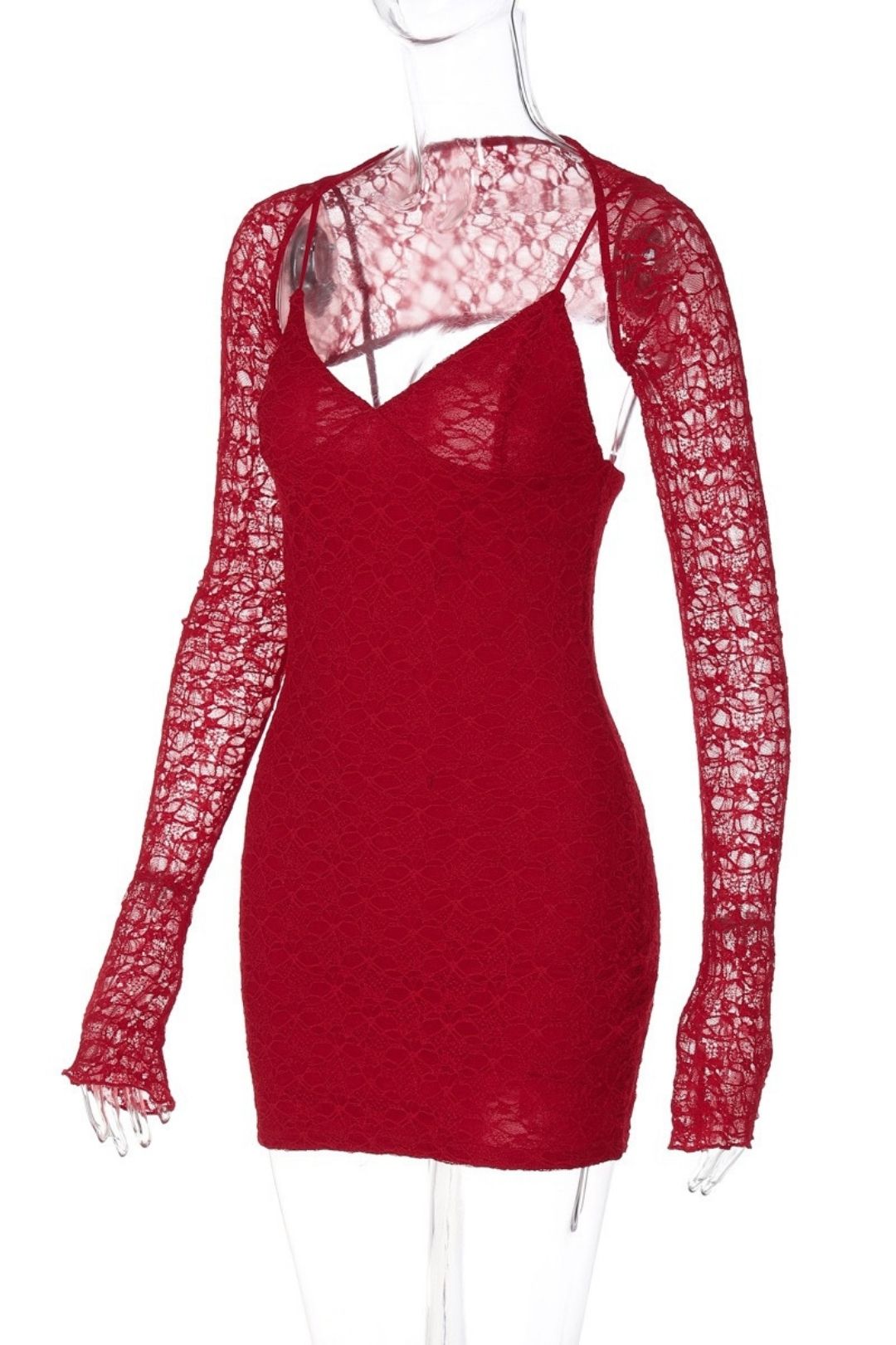 Sexy Lace Patchwork Suspender V-neck Celebrity Style Dress