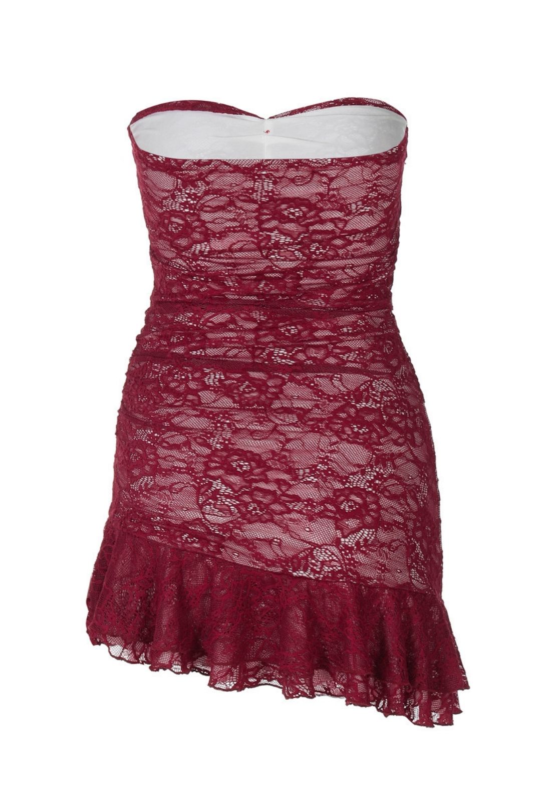 Sexy Lace Hip-wrapped Ruffled Tube-top Slim-fit Street Style Dress