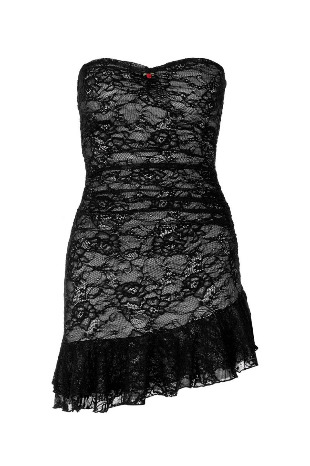Sexy Lace Hip-wrapped Ruffled Tube-top Slim-fit Street Style Dress