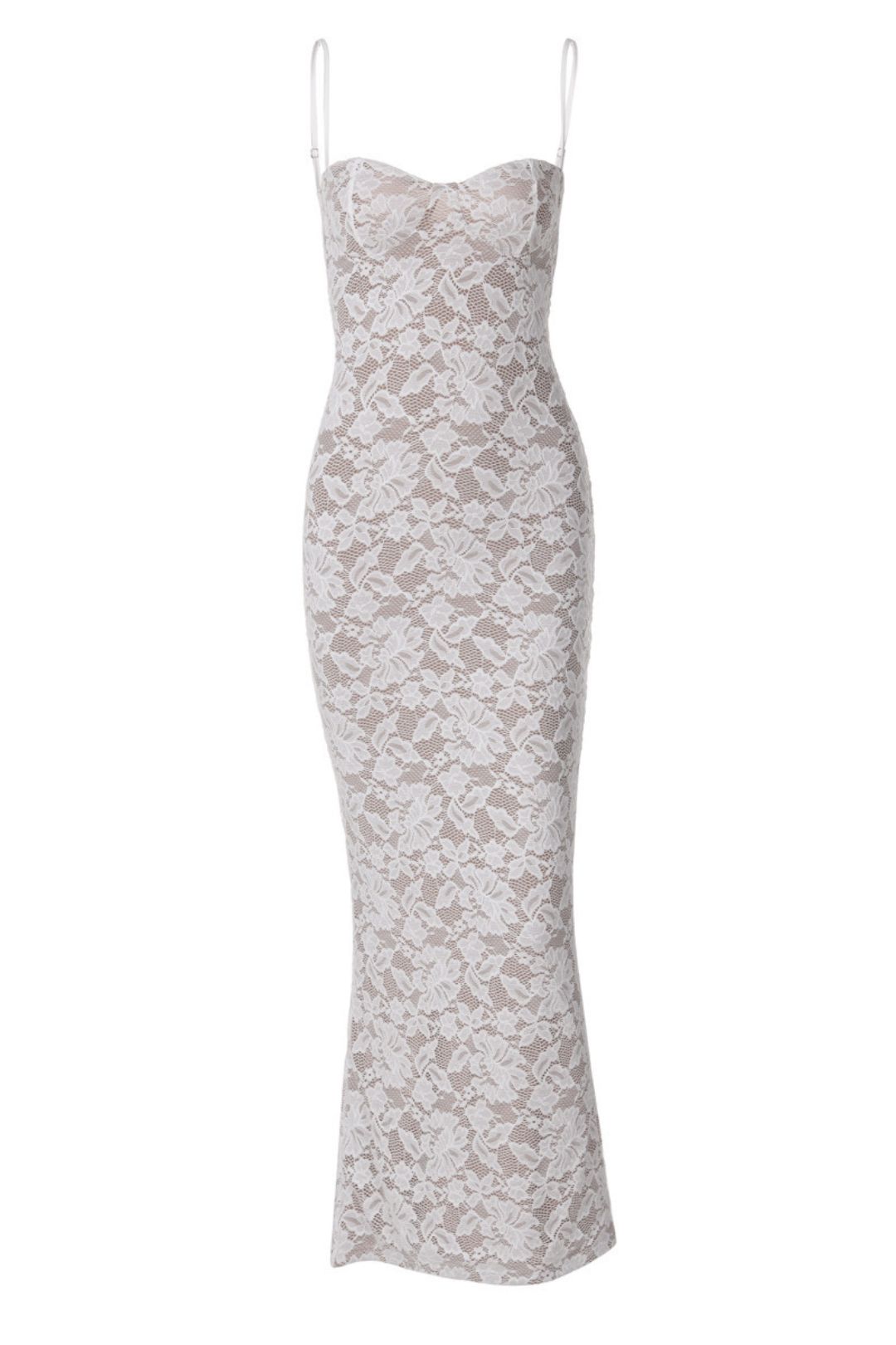 Sexy Lace Splicing Strap Backless Long Slim Suspender Dress