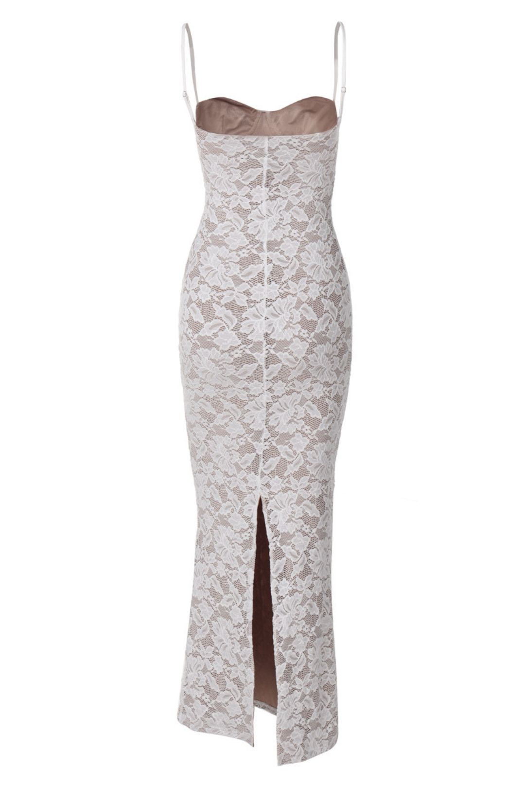 Sexy Lace Splicing Strap Backless Long Slim Suspender Dress