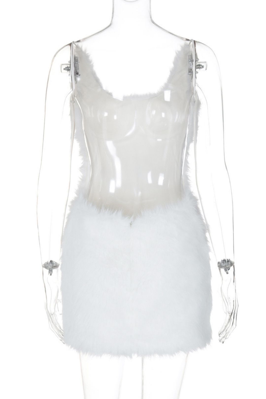 Sexy Hollow Back Zipper Solid Color Fur Suspender Hip Dress