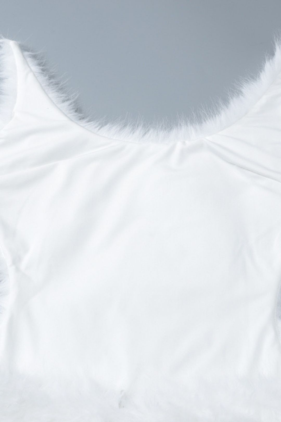 Sexy Hollow Back Zipper Solid Color Fur Suspender Hip Dress