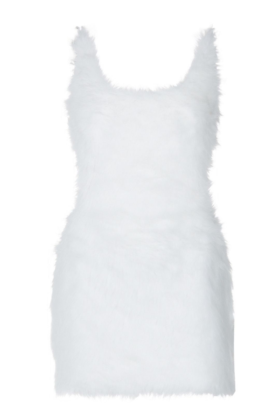 Sexy Hollow Back Zipper Solid Color Fur Suspender Hip Dress