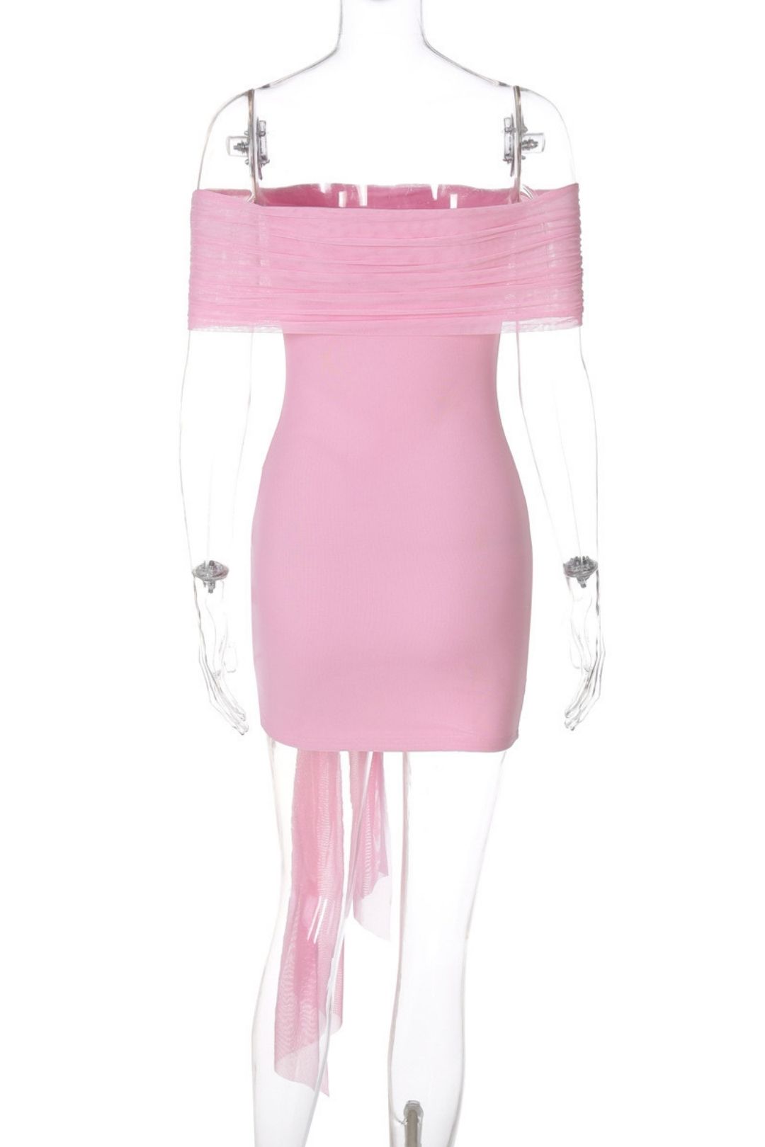 Sexy Mesh Patch One-shoulder Solid Color Slim Hip-wrapped Short Ribbon Dress