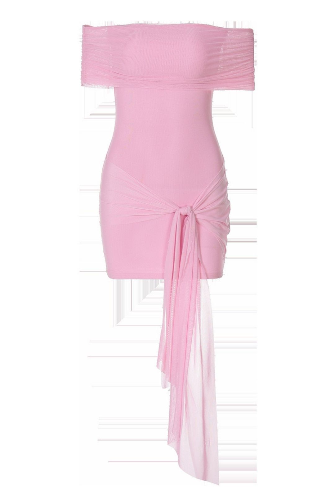 Sexy Mesh Patch One-shoulder Solid Color Slim Hip-wrapped Short Ribbon Dress