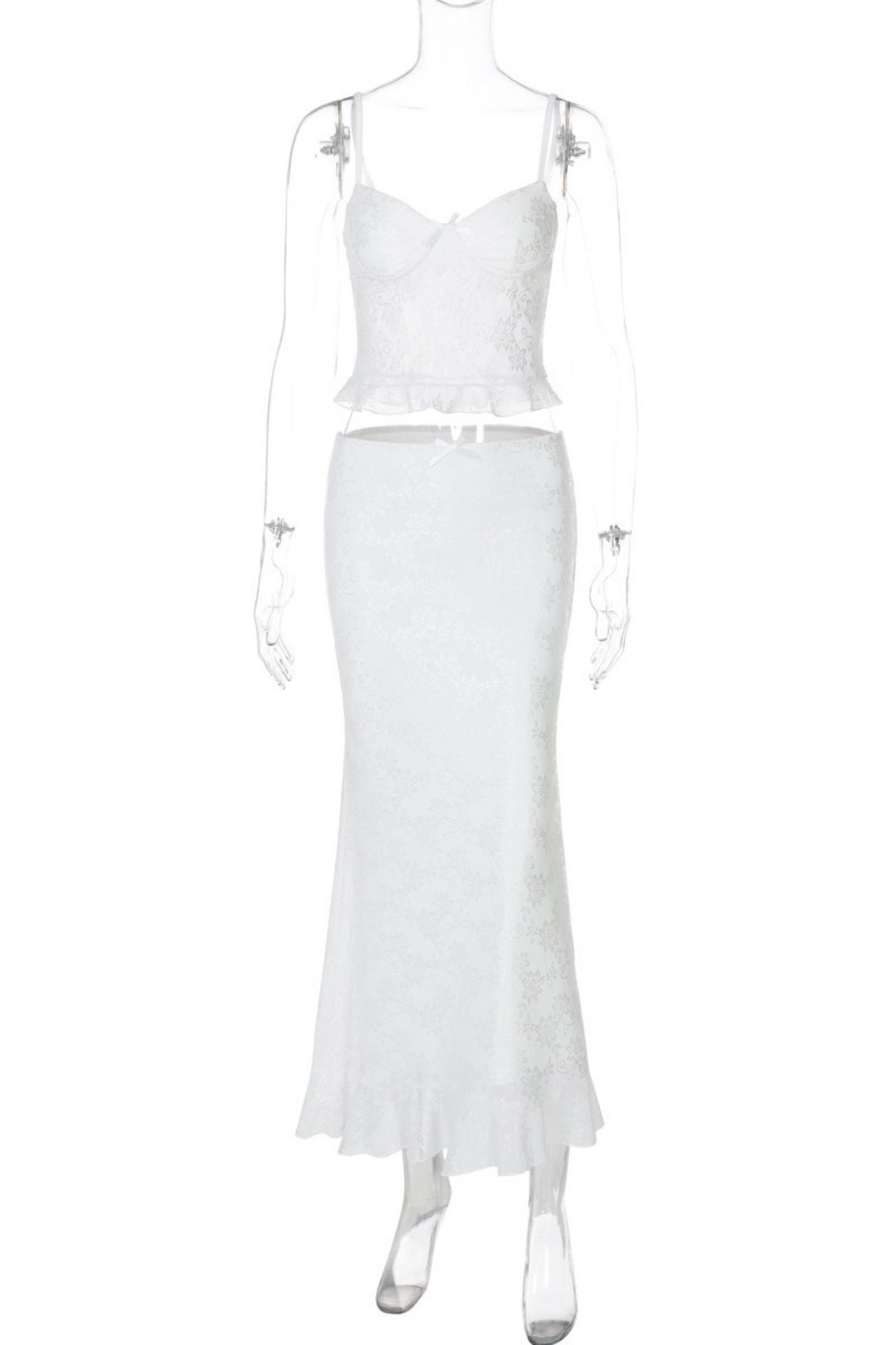 Sexy Splicing Lace Suspenders Slim Hip-hugging Hot Girl Style Long Skirt Suit