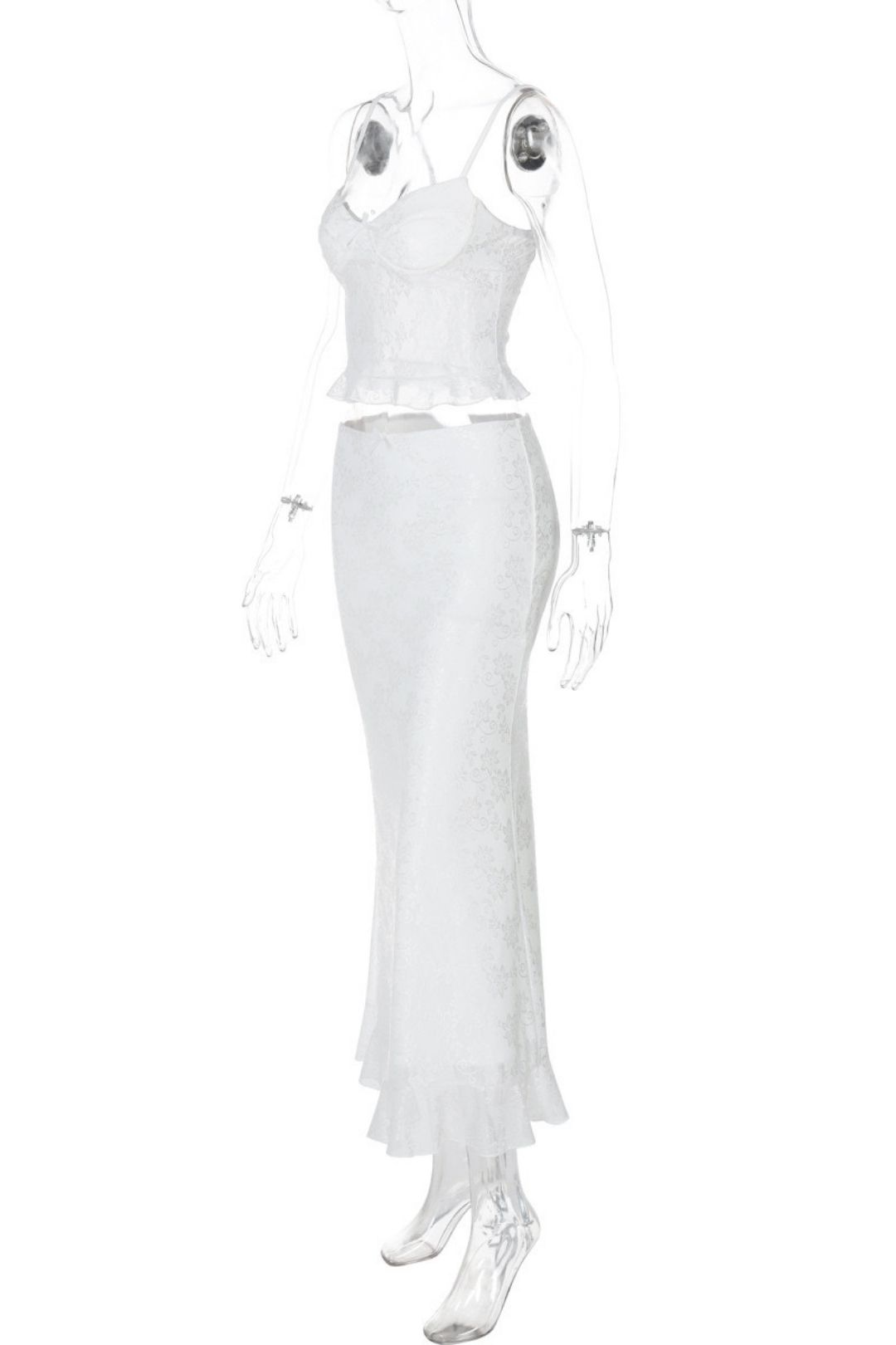 Sexy Splicing Lace Suspenders Slim Hip-hugging Hot Girl Style Long Skirt Suit