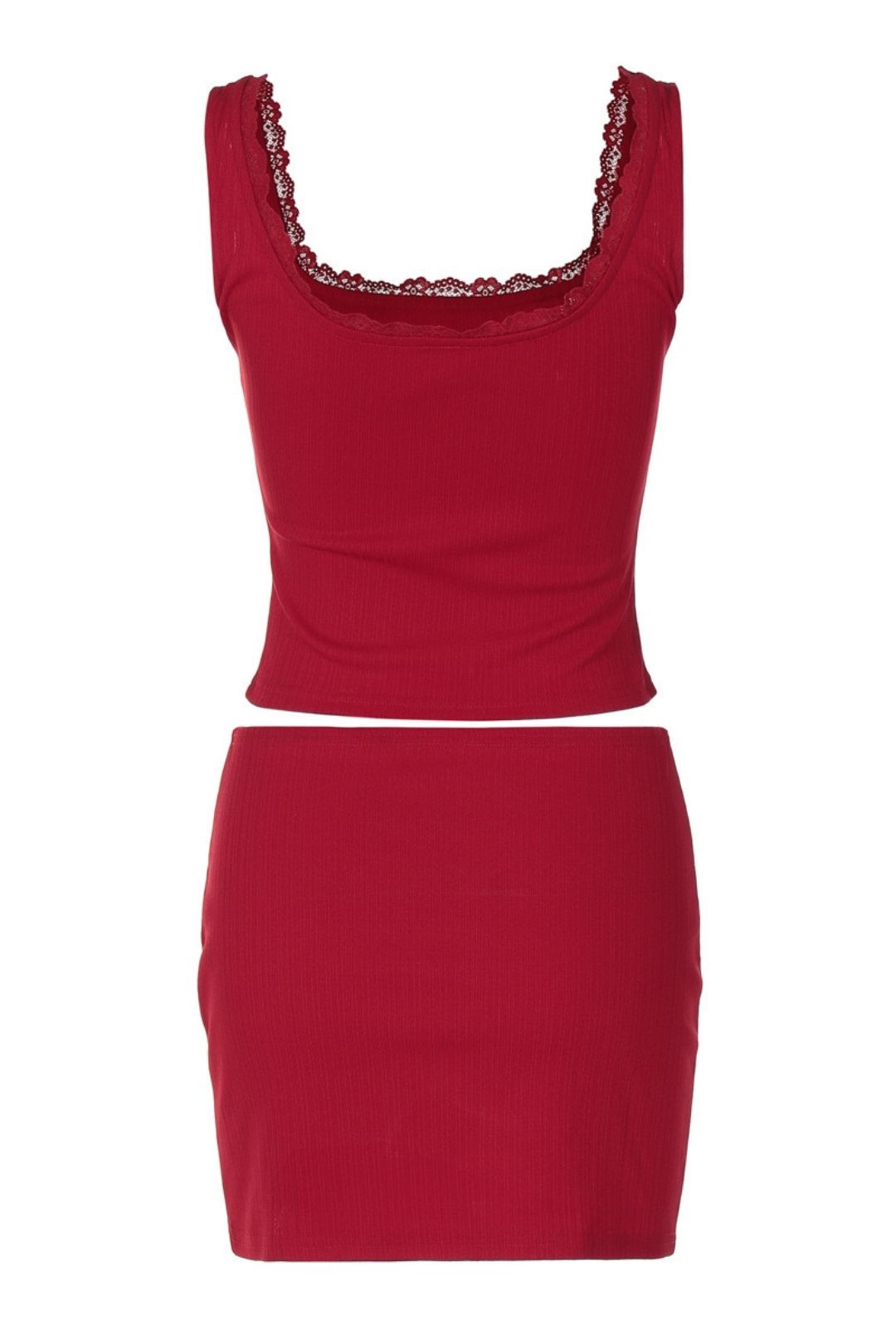 Hot Girl Top Solid Color Hip-Wrapping Miniskirt Set
