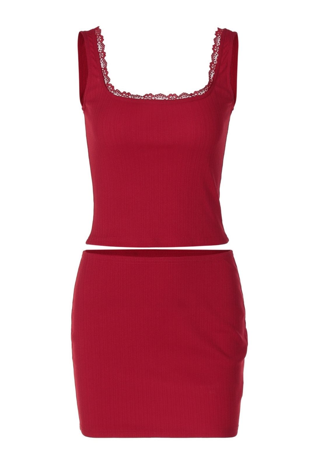 Hot Girl Top Solid Color Hip-Wrapping Miniskirt Set