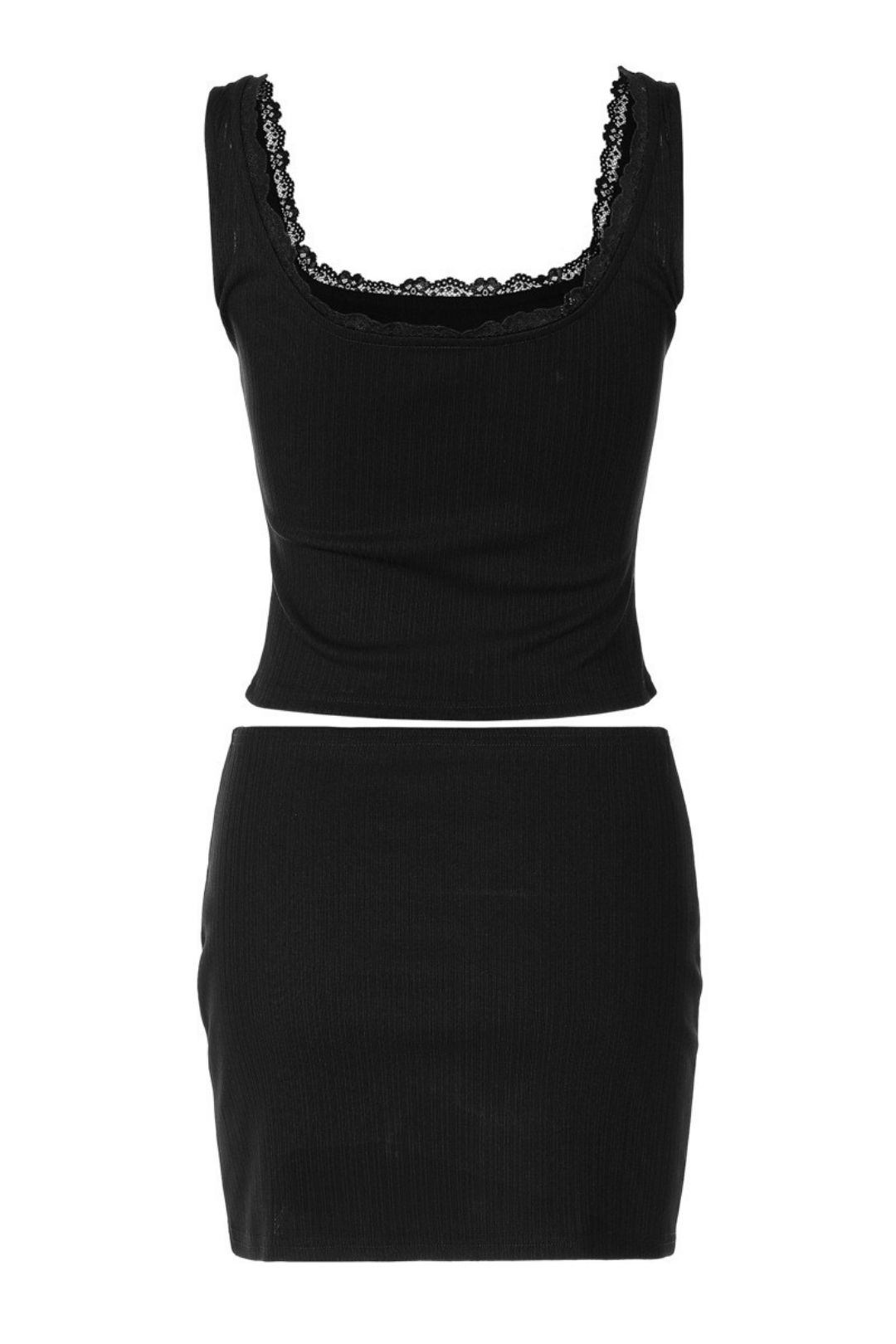 Hot Girl Top Solid Color Hip-Wrapping Miniskirt Set