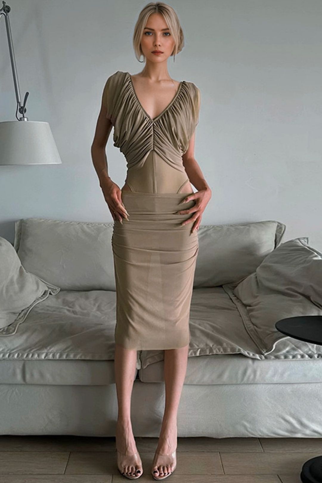 Summer Waist Slimming Tight Pleated Pure Desire Hip Skirt Suit