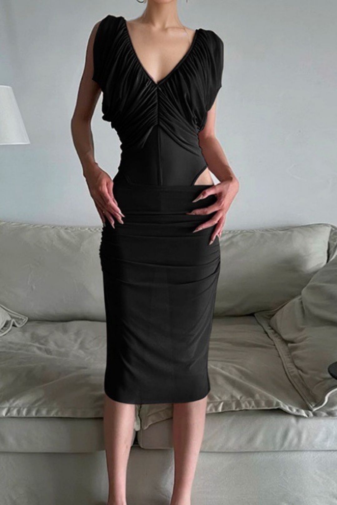 Summer Waist Slimming Tight Pleated Pure Desire Hip Skirt Suit