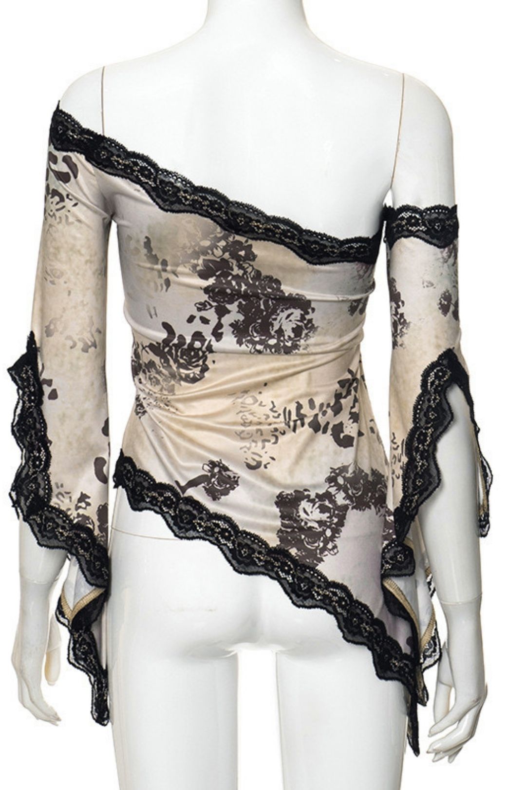 L Lace Design Off-the-shoulder Button Top